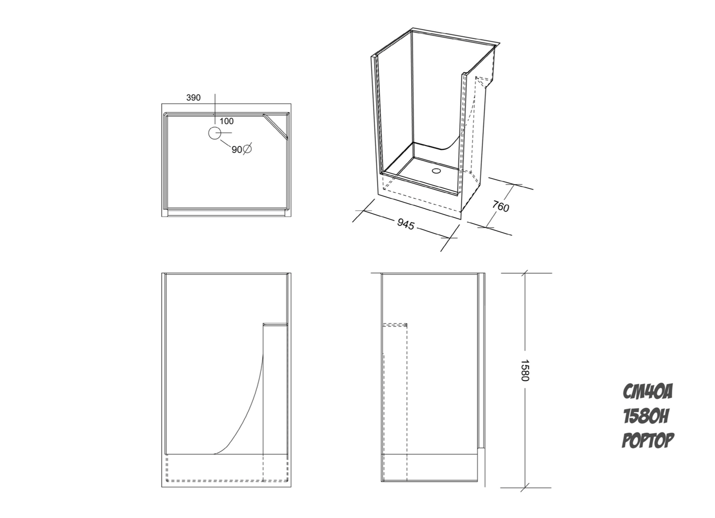 C40 Pop Top Shower Enclosure